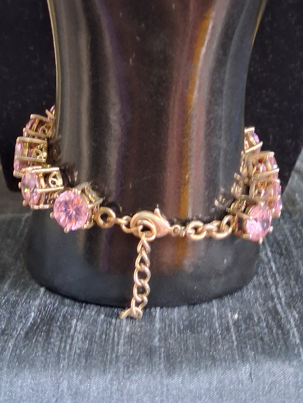 VINTAGE Pink Sapphire Coctail Tennis Bracelet Rose Gold 925 Sterling Silver - Picture 4 of 8